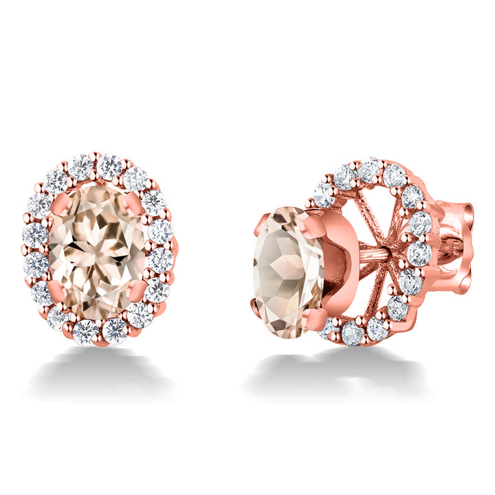 Morganite - October_Earrings in 925 Rose Gold Plated Silver