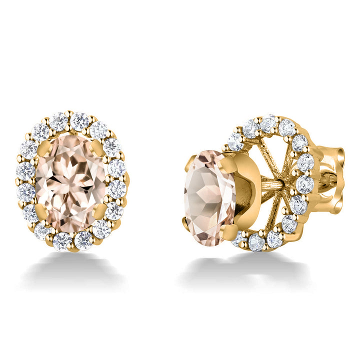 Morganite - October_Earrings in 925 Yellow Gold Plated Silver