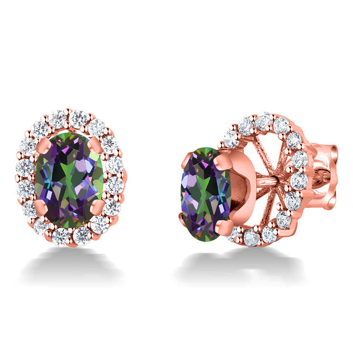 Green Mystic Topaz_Earrings in 925 Rose Gold Plated Silver