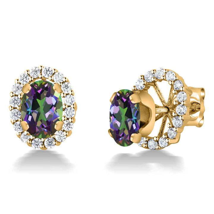 Green Mystic Topaz_Earrings in 925 Yellow Gold Plated Silver