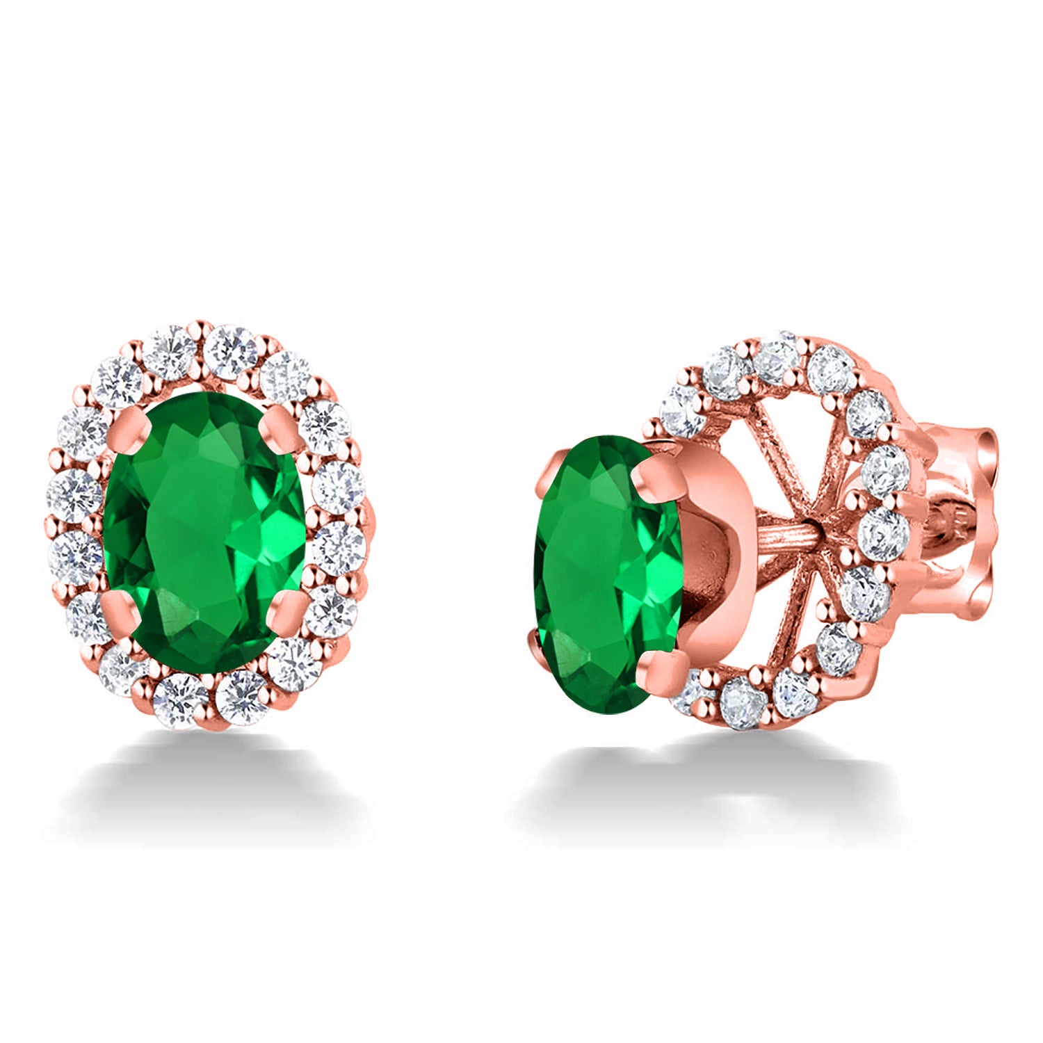 Nano Emerald - May_Earrings in 925 Rose Gold Plated Silver