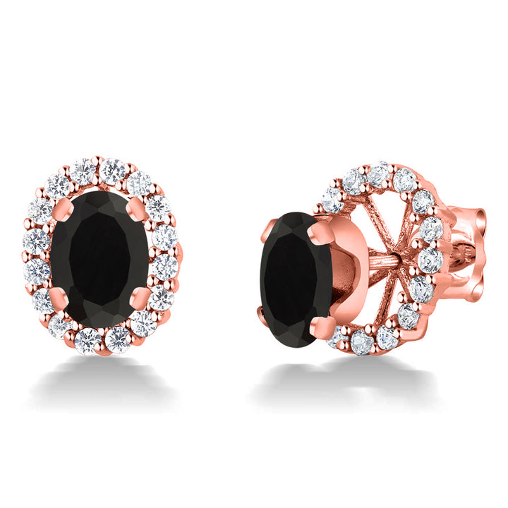 Onyx - December_Earrings in 925 Rose Gold Plated Silver