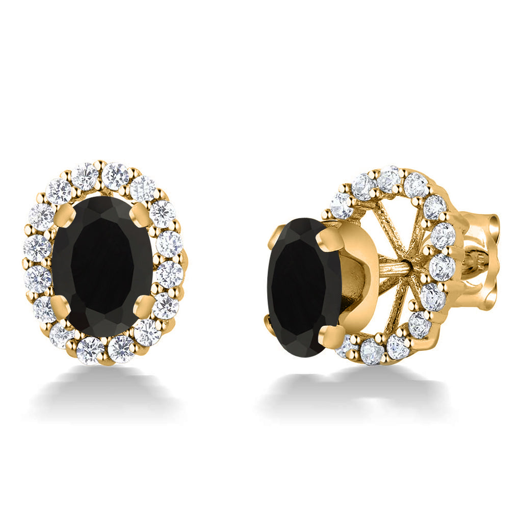 Onyx - December_Earrings in 925 Yellow Gold Plated Silver