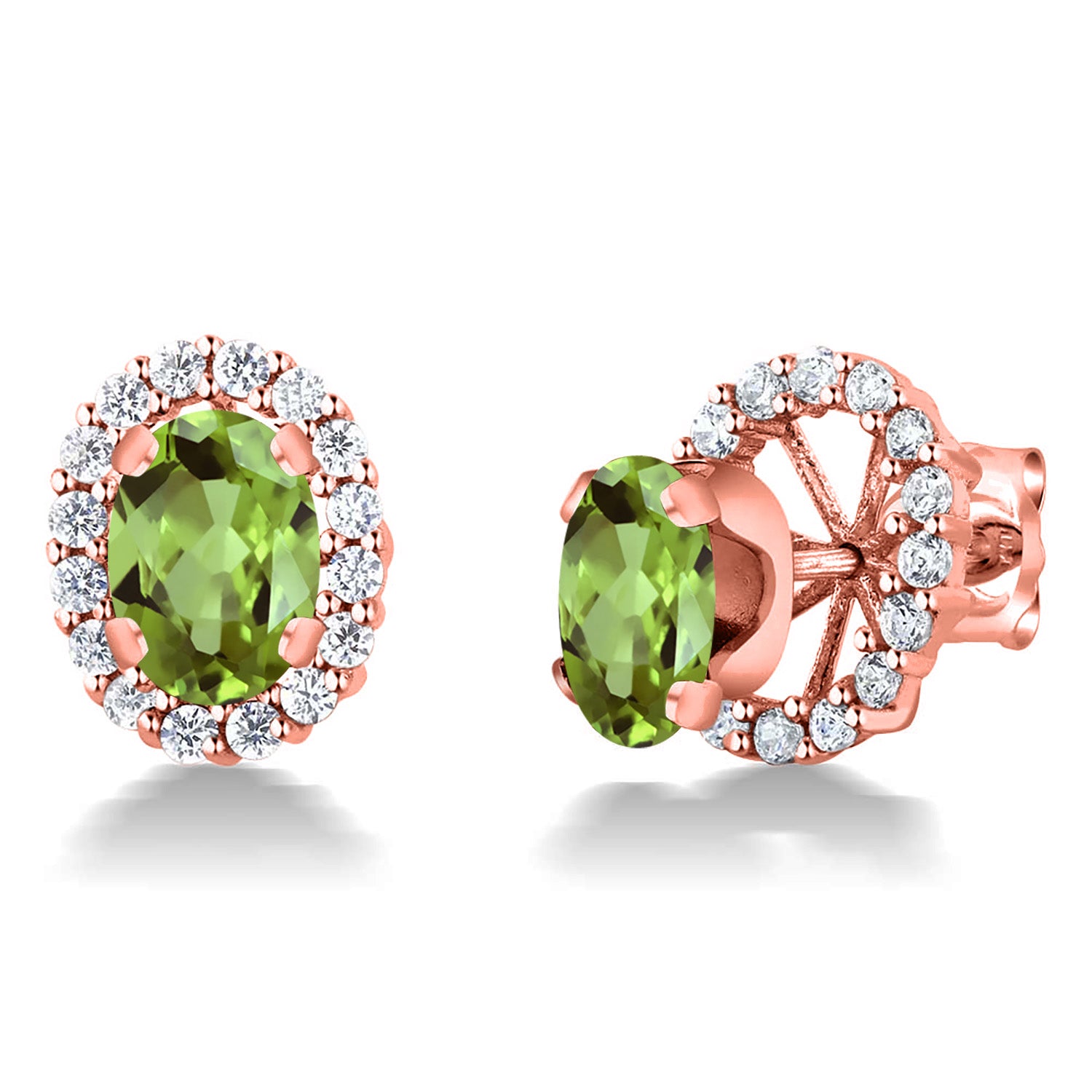 Peridot - August_Earrings in 925 Rose Gold Plated Silver