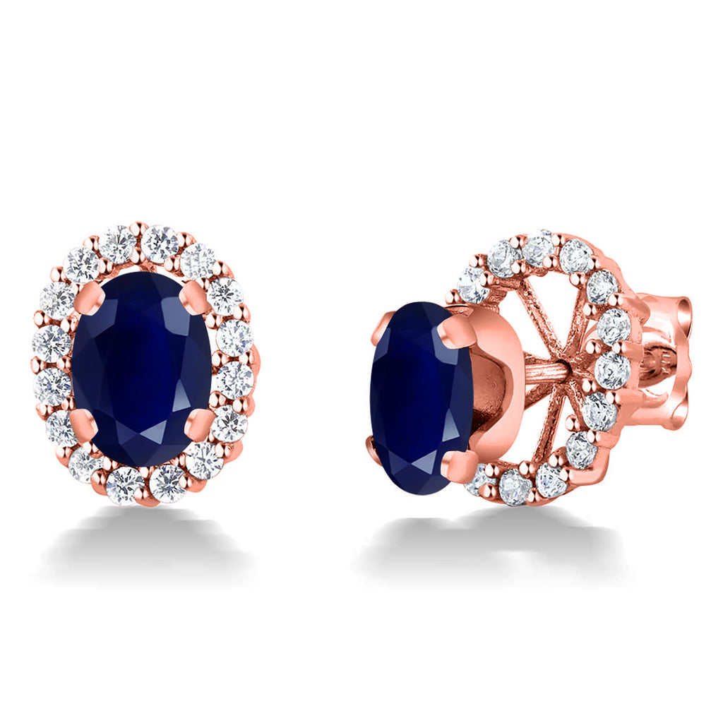Blue Sapphire - September_Earrings in 925 Rose Gold Plated Silver