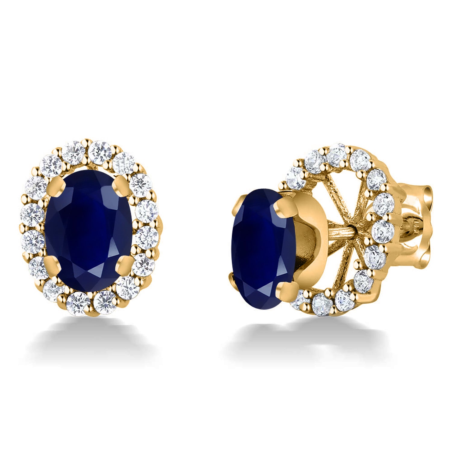 Blue Sapphire - September_Earrings in 925 Yellow Gold Plated Silver