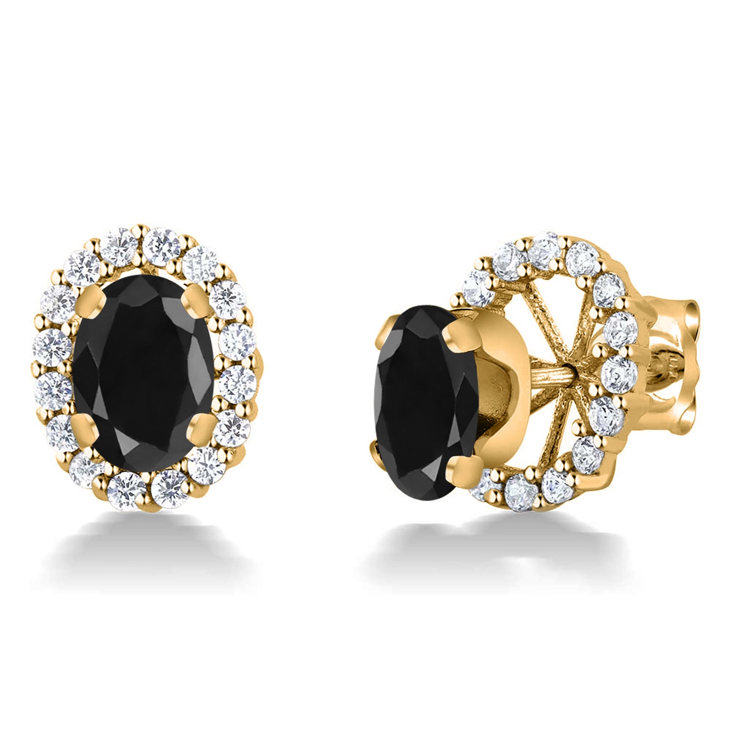Black Sapphire - September_Earrings in 925 Yellow Gold Plated Silver