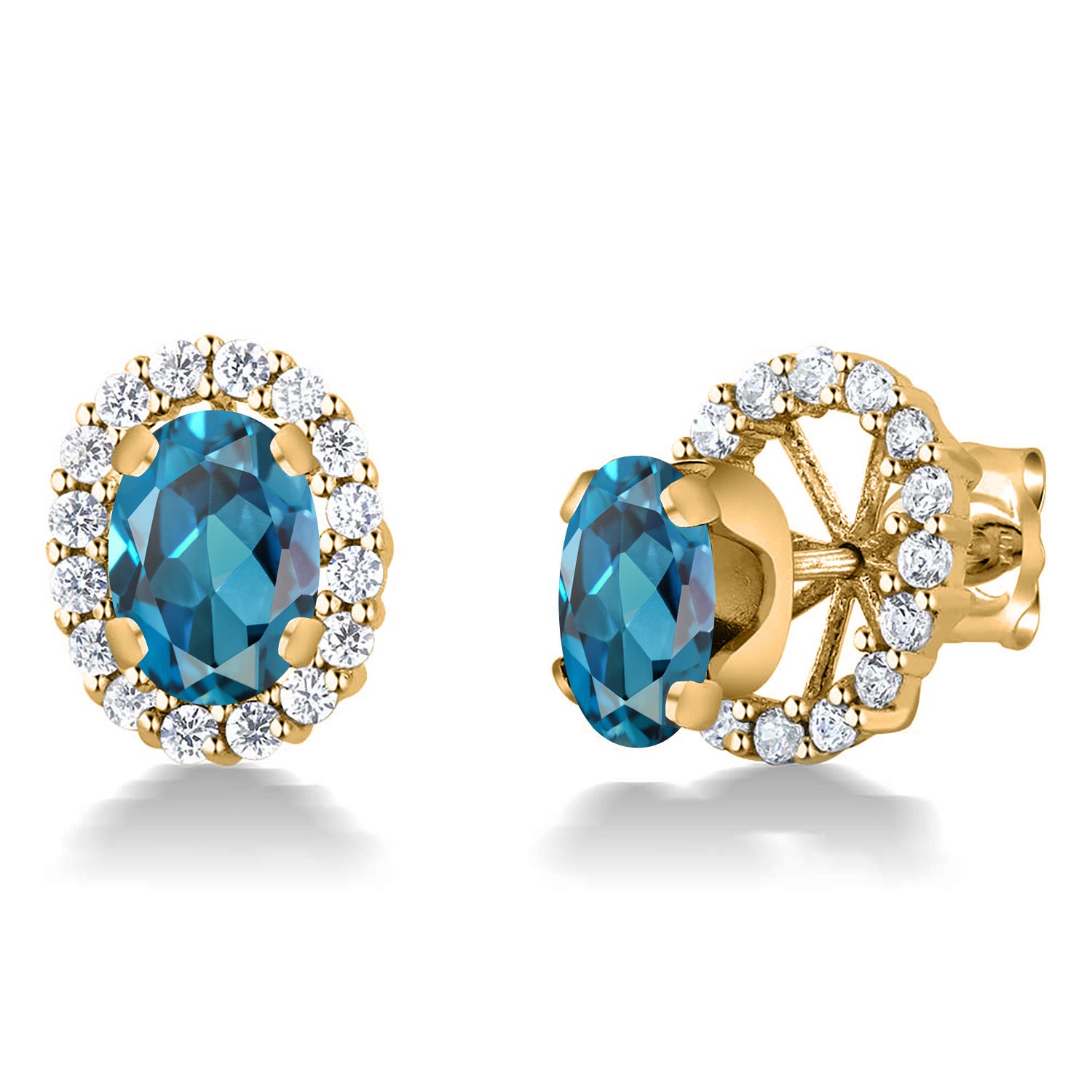 London Blue Topaz - November_Earrings in 925 Yellow Gold Plated Silver