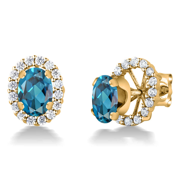 London Blue Topaz - November_Earrings in 925 Yellow Gold Plated Silver