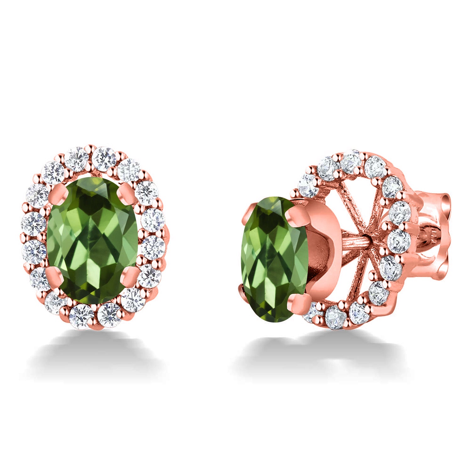 Green Tourmaline - October_Earrings in 925 Rose Gold Plated Silver