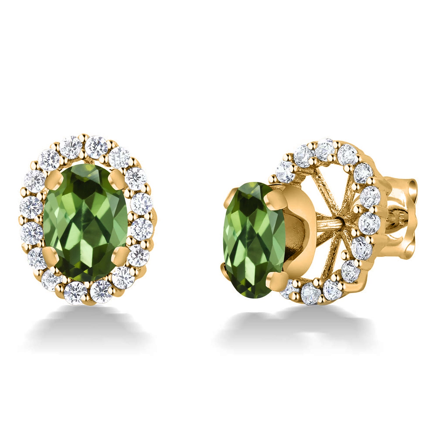 Green Tourmaline - October_Earrings in 925 Yellow Gold Plated Silver