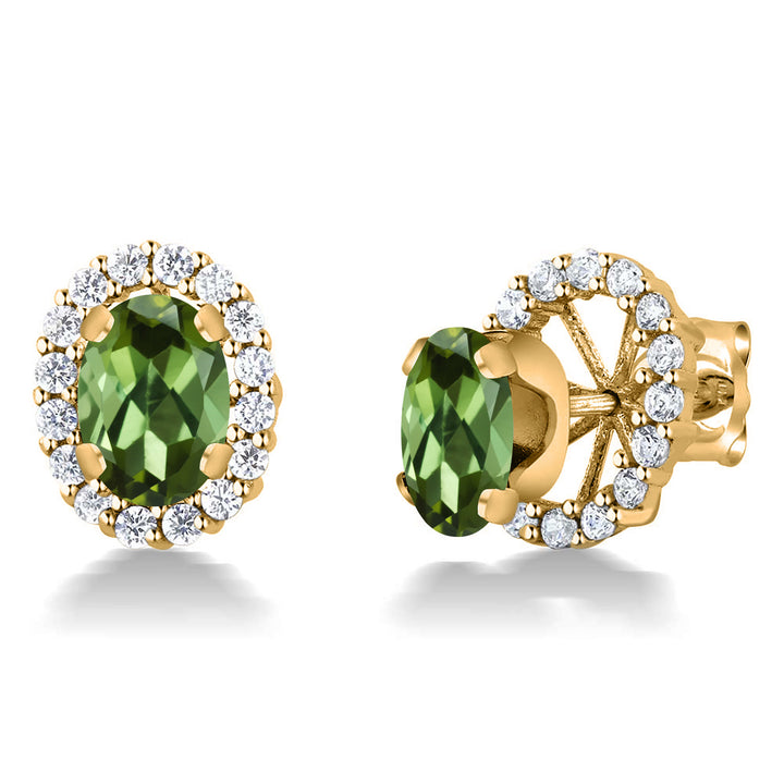 Green Tourmaline - October_Earrings in 925 Yellow Gold Plated Silver