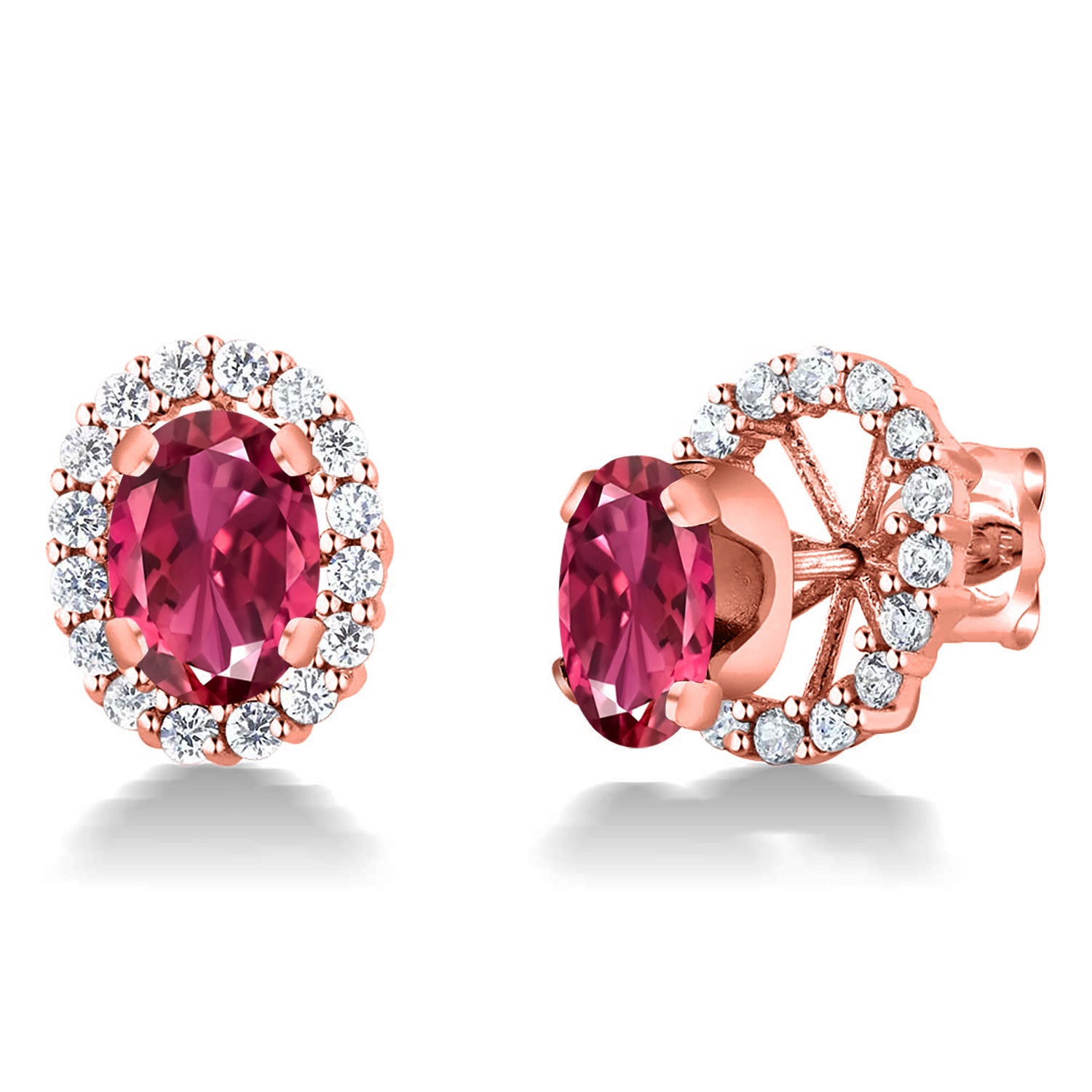 Pink Tourmaline - October_Earrings in 925 Rose Gold Plated Silver