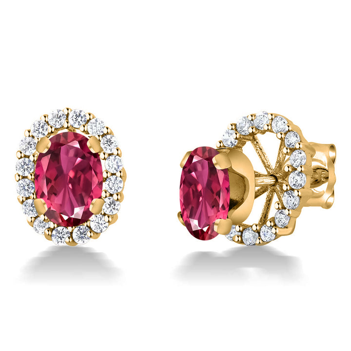 Pink Tourmaline - October_Earrings in 925 Yellow Gold Plated Silver
