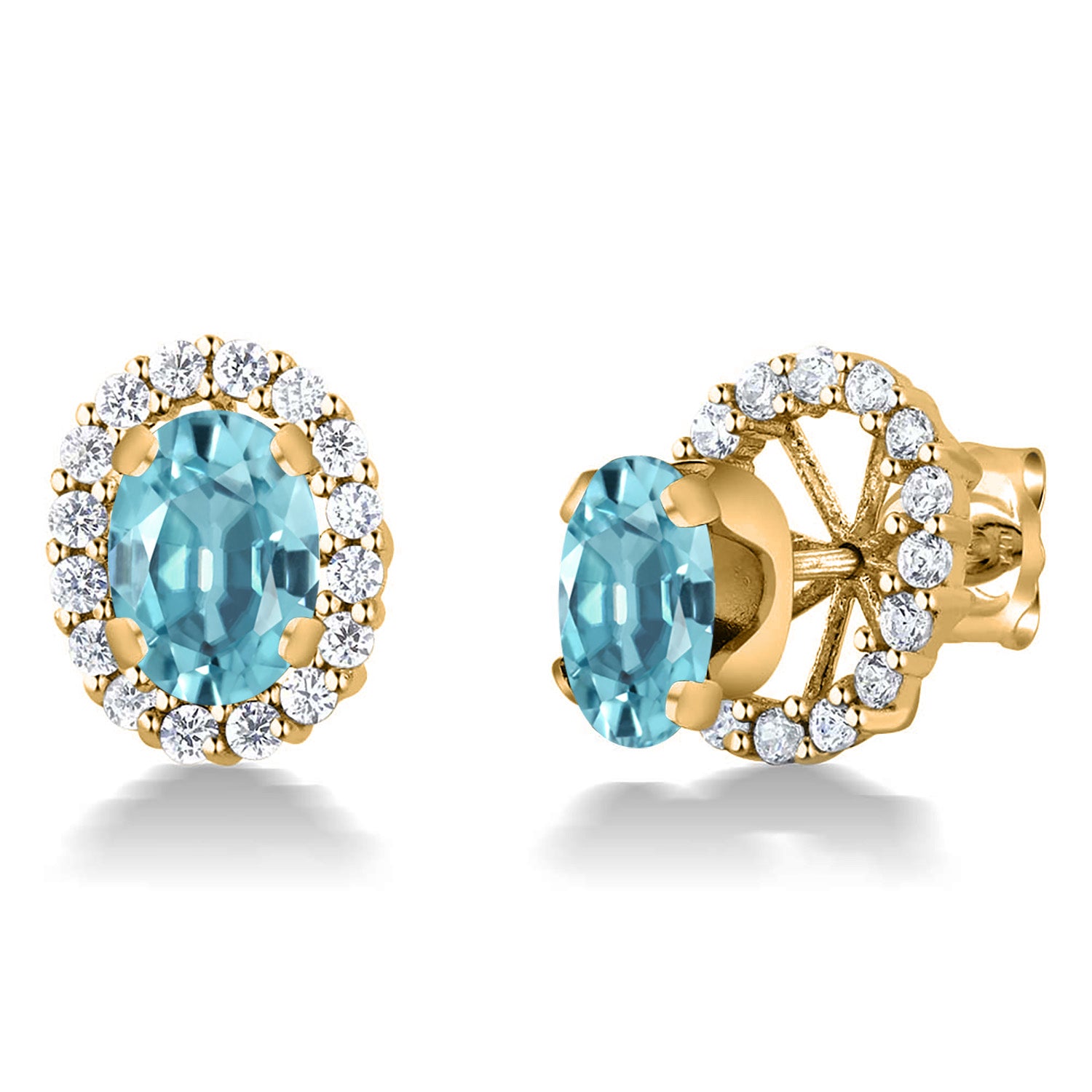Blue Zircon_Earrings in 925 Yellow Gold Plated Silver
