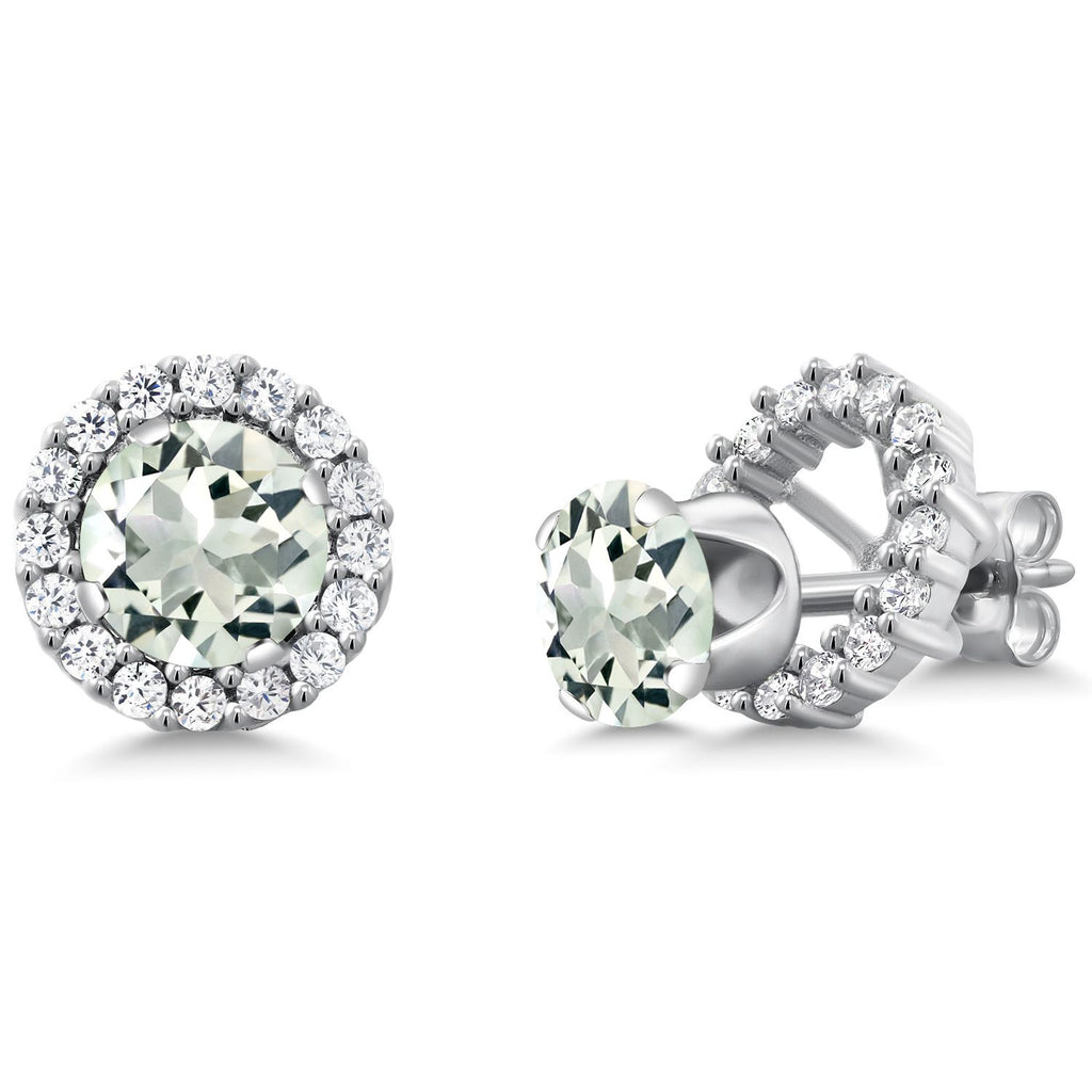 Gem Stone King Removable Halo Jacket Stud Earrings for Women | 925 Sterling Silver | 6MM Round Gemstone Birthstone | Fine Jewelry Gifts for Women Her Mom Wife