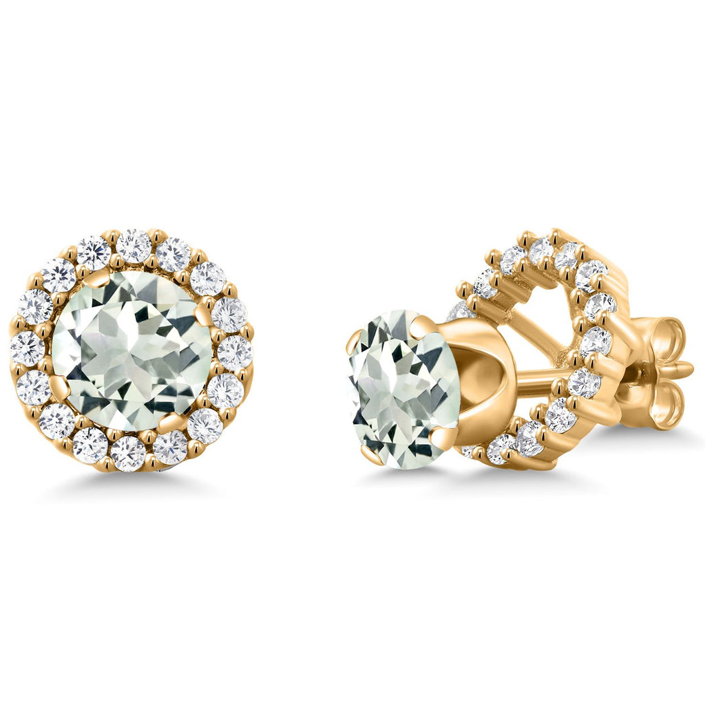 Prasiolite_Earrings in 925 Yellow Gold Plated Silver