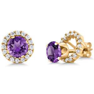 Amethyst - February_Earrings in 925 Yellow Gold Plated Silver