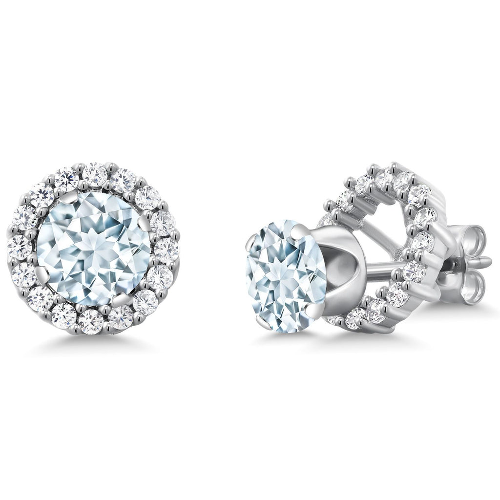 Gem Stone King Removable Halo Jacket Stud Earrings for Women | 925 Sterling Silver | 6MM Round Gemstone Birthstone | Fine Jewelry Gifts for Women Her Mom Wife