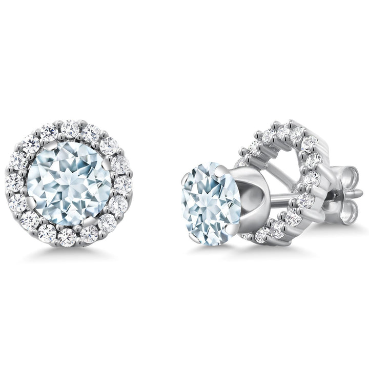 Removable Halo Jacket Stud Earrings for Women | 925 Sterling Silver | 6MM Round Gemstone Birthstone | Fine Jewelry Gifts for Women Her Mom Wife