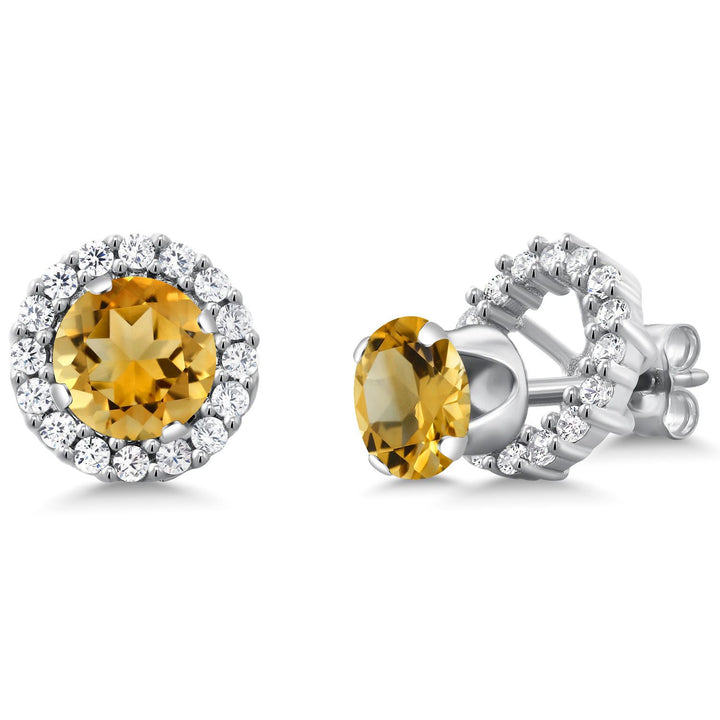 Removable Halo Jacket Stud Earrings for Women | 925 Sterling Silver | 6MM Round Gemstone Birthstone | Fine Jewelry Gifts for Women Her Mom Wife