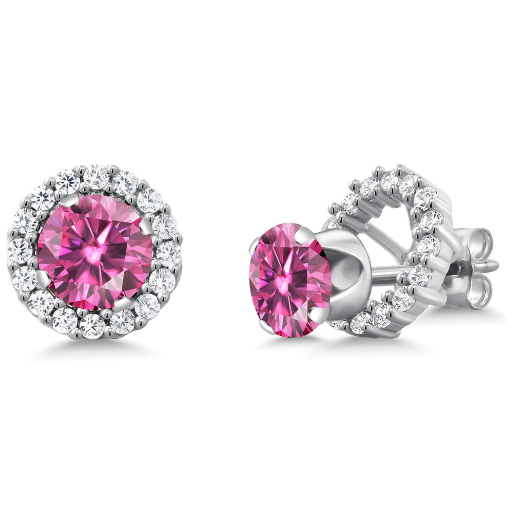 Pink Moissanite - April_Earrings in 925 Sterling Silver