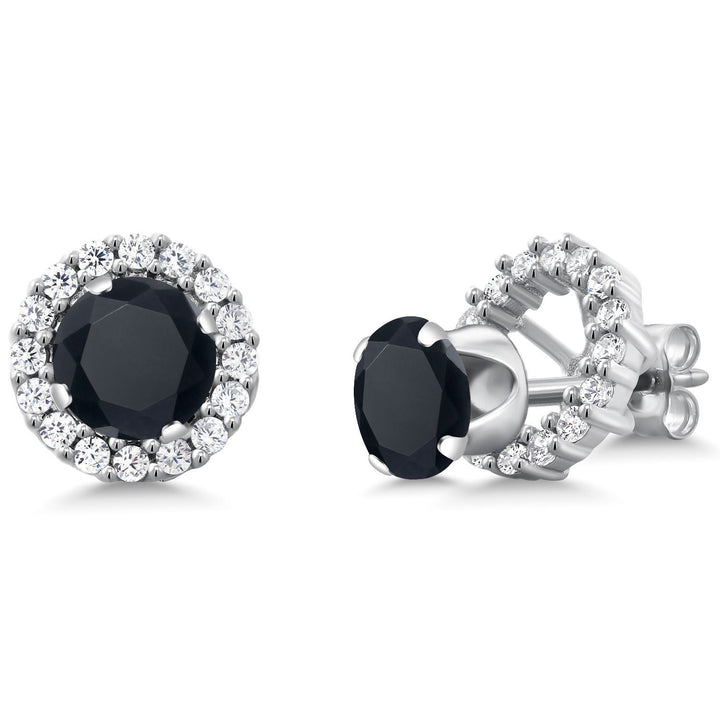 Gem Stone King Removable Halo Jacket Stud Earrings for Women | 925 Sterling Silver | 6MM Round Gemstone Birthstone | Fine Jewelry Gifts for Women Her Mom Wife