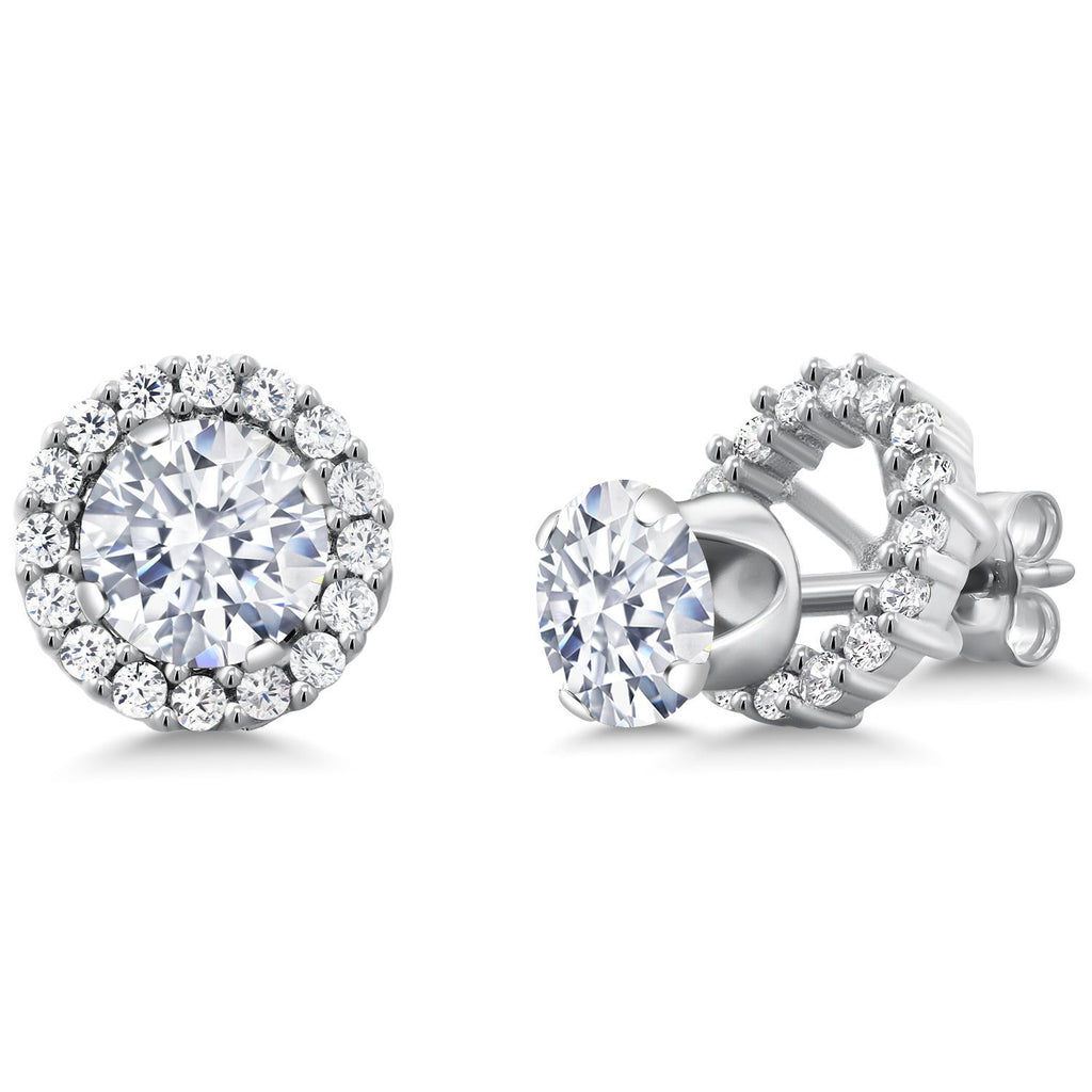 Gem Stone King Removable Halo Jacket Stud Earrings for Women | 925 Sterling Silver | 6MM Round Gemstone Birthstone | Fine Jewelry Gifts for Women Her Mom Wife