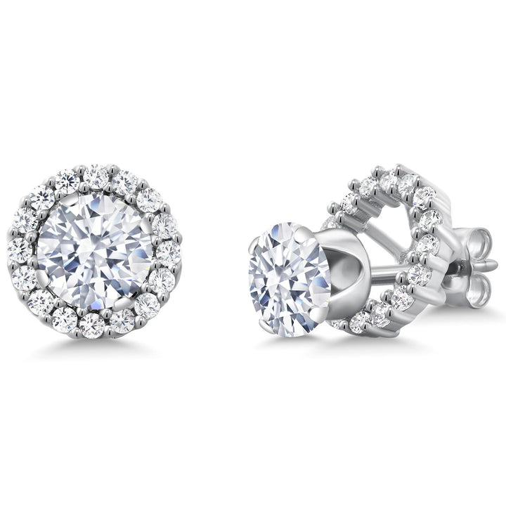 Removable Halo Jacket Stud Earrings for Women | 925 Sterling Silver | 6MM Round Gemstone Birthstone | Fine Jewelry Gifts for Women Her Mom Wife