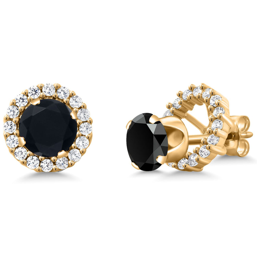 Onyx - December_Earrings in 925 Yellow Gold Plated Silver