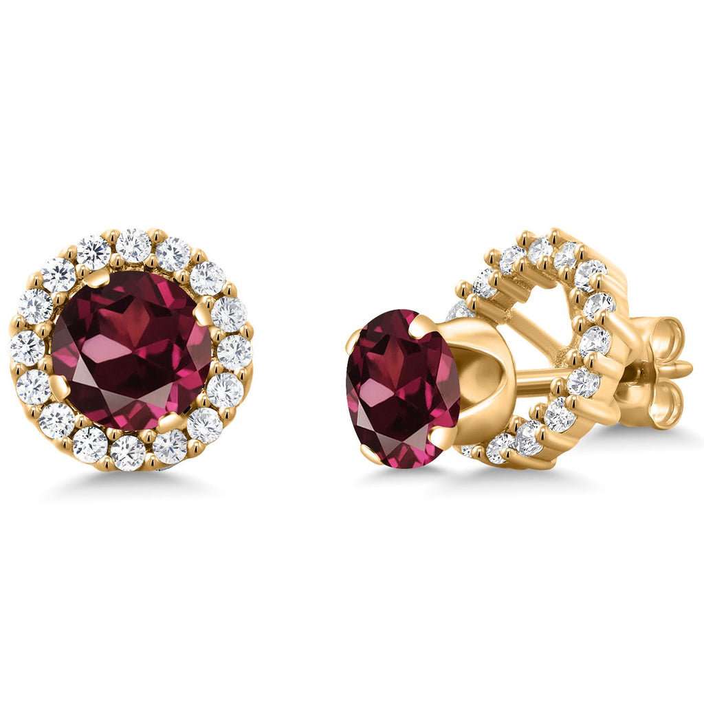 Rhodolite Garnet_Earrings in 925 Yellow Gold Plated Silver