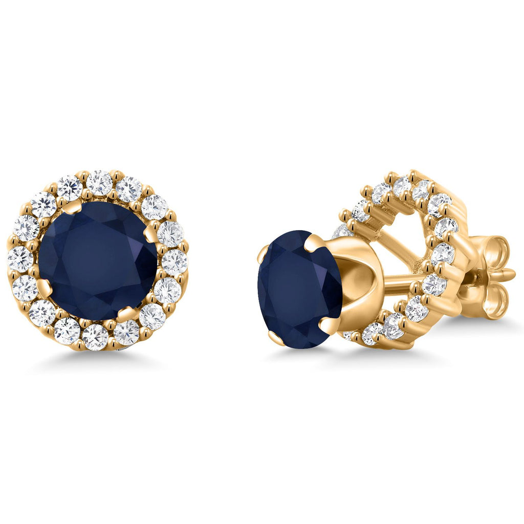 Blue Sapphire - September_Earrings in 925 Yellow Gold Plated Silver