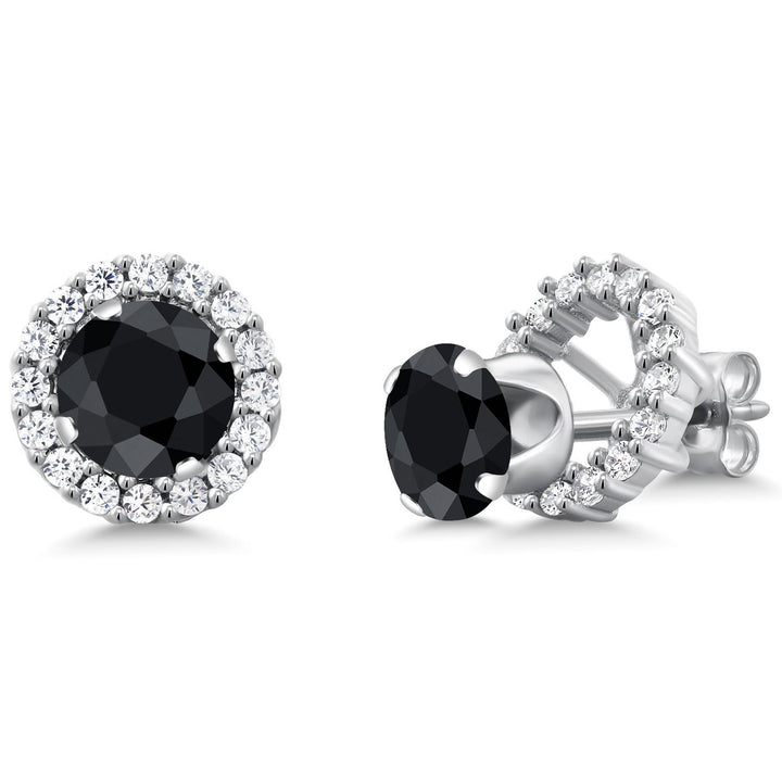 Black Sapphire - September_Earrings in 925 Sterling Silver