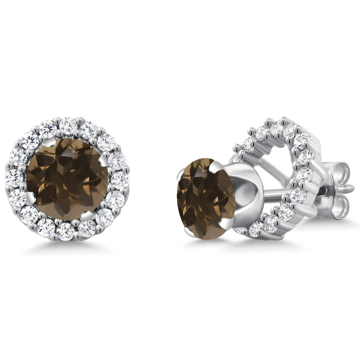 Removable Halo Jacket Stud Earrings for Women | 925 Sterling Silver | 6MM Round Gemstone Birthstone | Fine Jewelry Gifts for Women Her Mom Wife