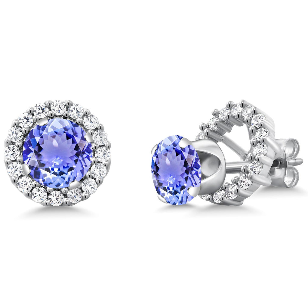 Gem Stone King Removable Halo Jacket Stud Earrings for Women | 925 Sterling Silver | 6MM Round Gemstone Birthstone | Fine Jewelry Gifts for Women Her Mom Wife