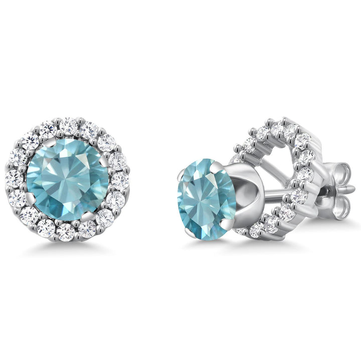 Blue Zircon_Earrings in 925 Sterling Silver