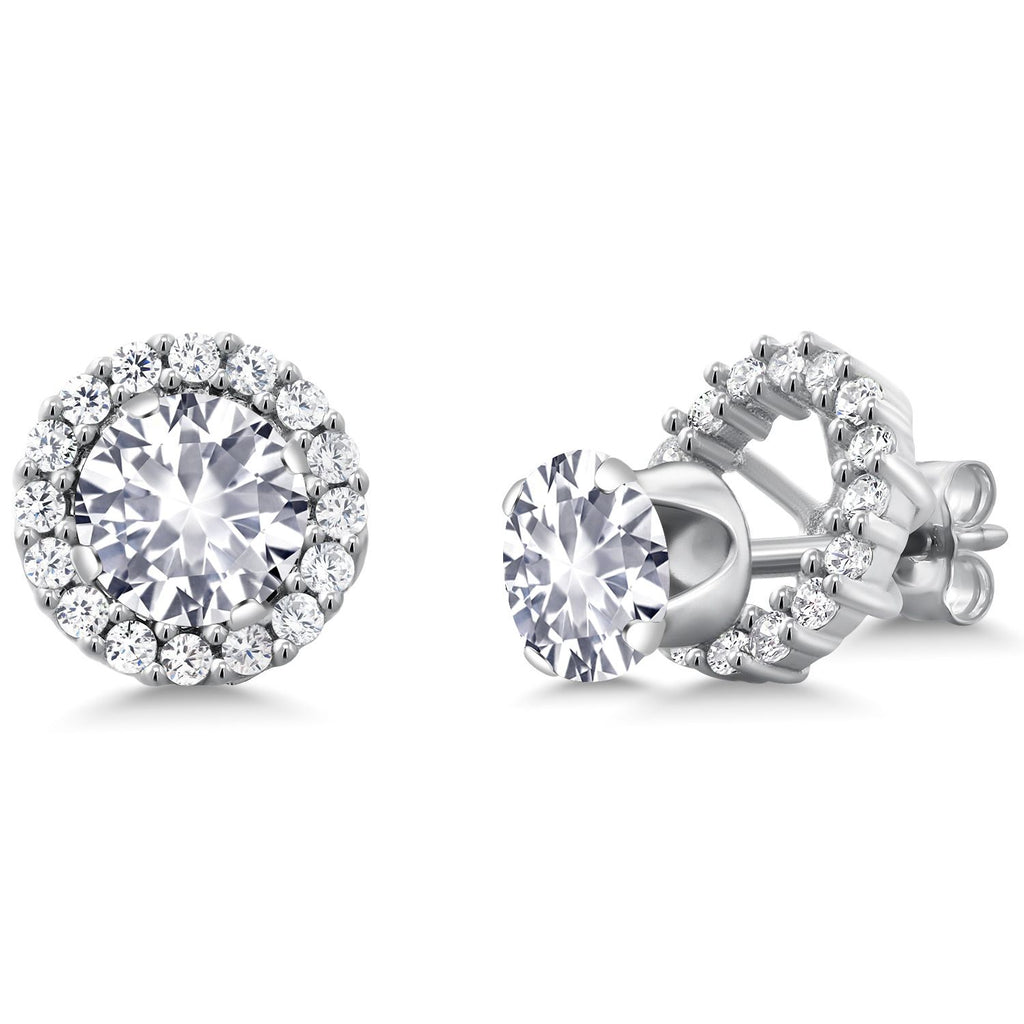 White Created Sapphire - September_Earrings in 925 Sterling Silver