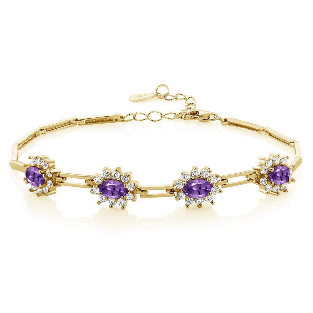 Amethyst - February_Bracelet in 925 Yellow Gold Plated Silver