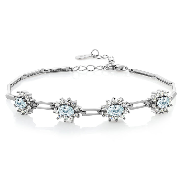 Aquamarine - March_Bracelet in 925 Sterling Silver