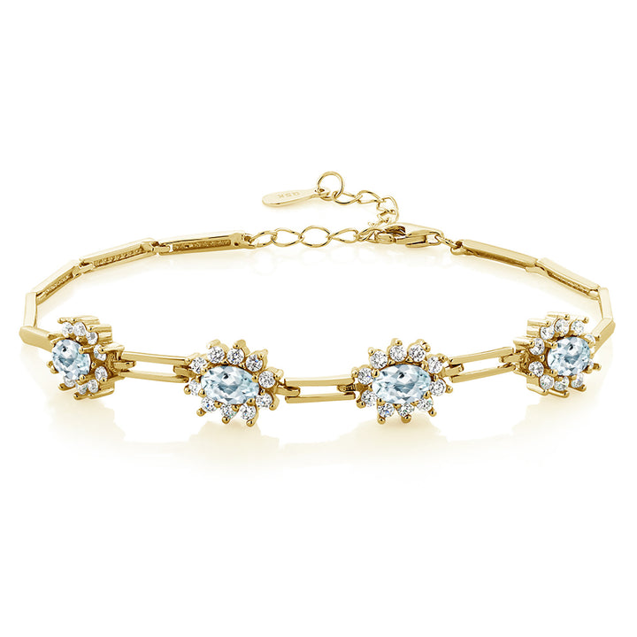 Aquamarine - March_Bracelet in 925 Yellow Gold Plated Silver