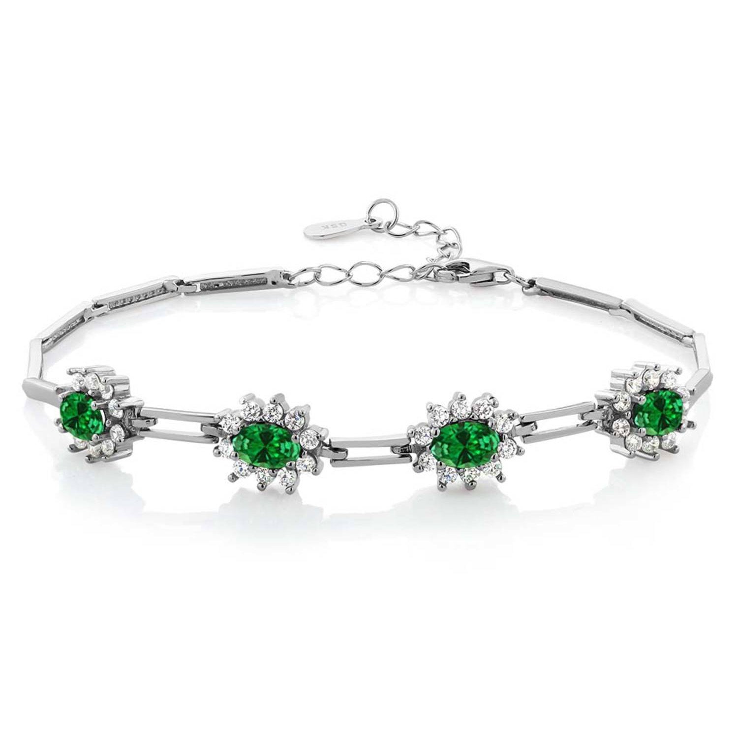 Created Emerald - May_Bracelet in 925 Sterling Silver