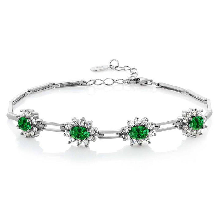 Created Emerald - May_Bracelet in 925 Sterling Silver