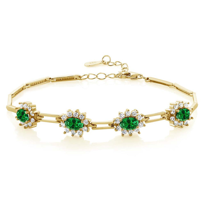 Created Emerald - May_Bracelet in 925 Yellow Gold Plated Silver