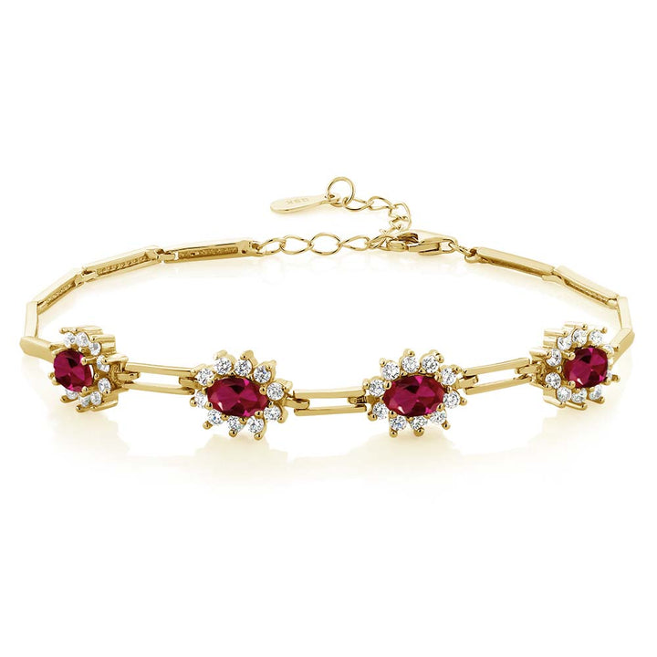 Created Ruby - July_Bracelet in 925 Yellow Gold Plated Silver