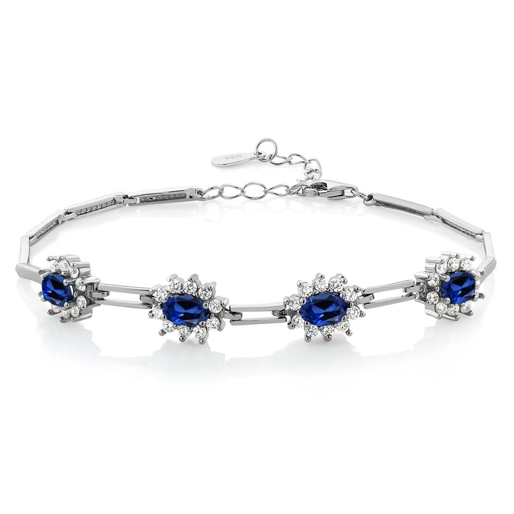 Blue Created Sapphire - September_Bracelet in 925 Sterling Silver