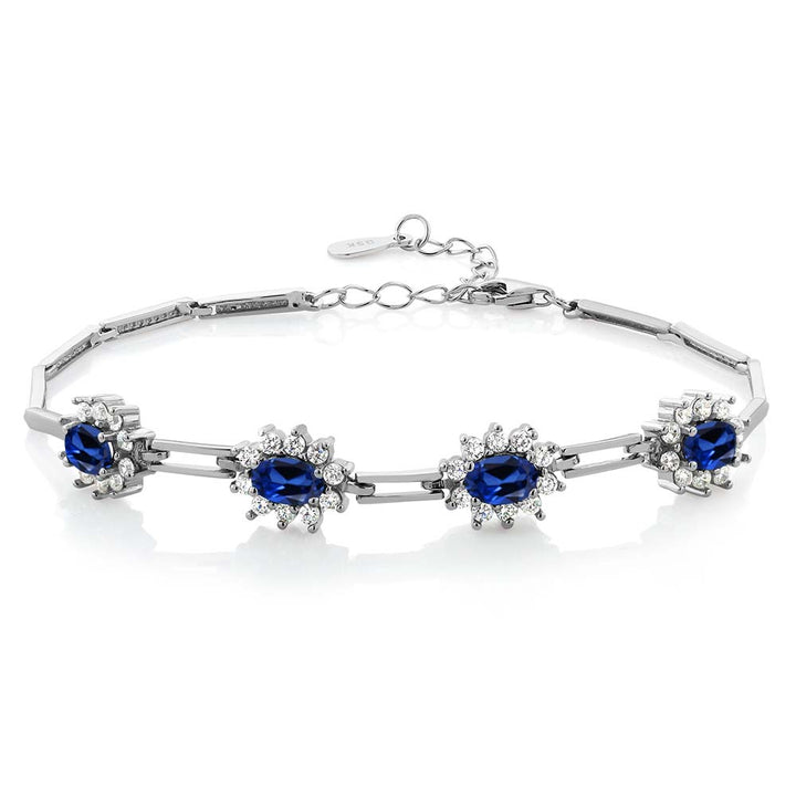 Blue Created Sapphire - September_Bracelet in 925 Sterling Silver
