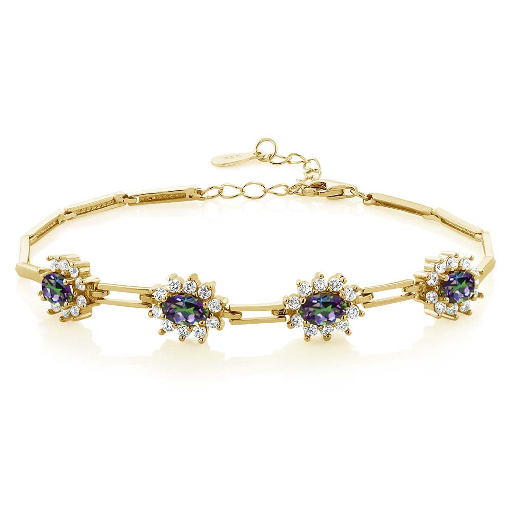 Green Mystic Topaz_Bracelet in 925 Yellow Gold Plated Silver
