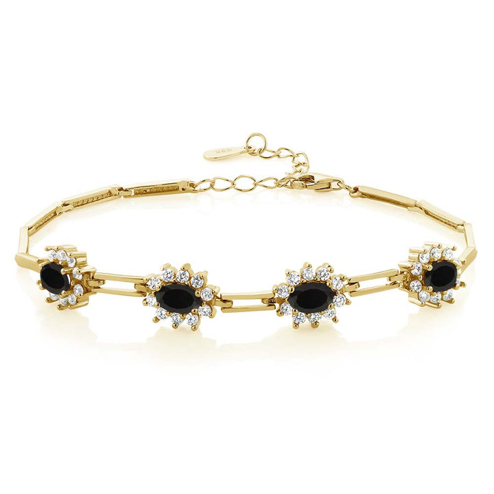 Onyx - December_Bracelet in 925 Yellow Gold Plated Silver
