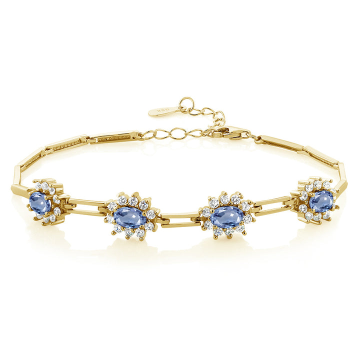 Blue Sapphire - September_Bracelet in 925 Yellow Gold Plated Silver