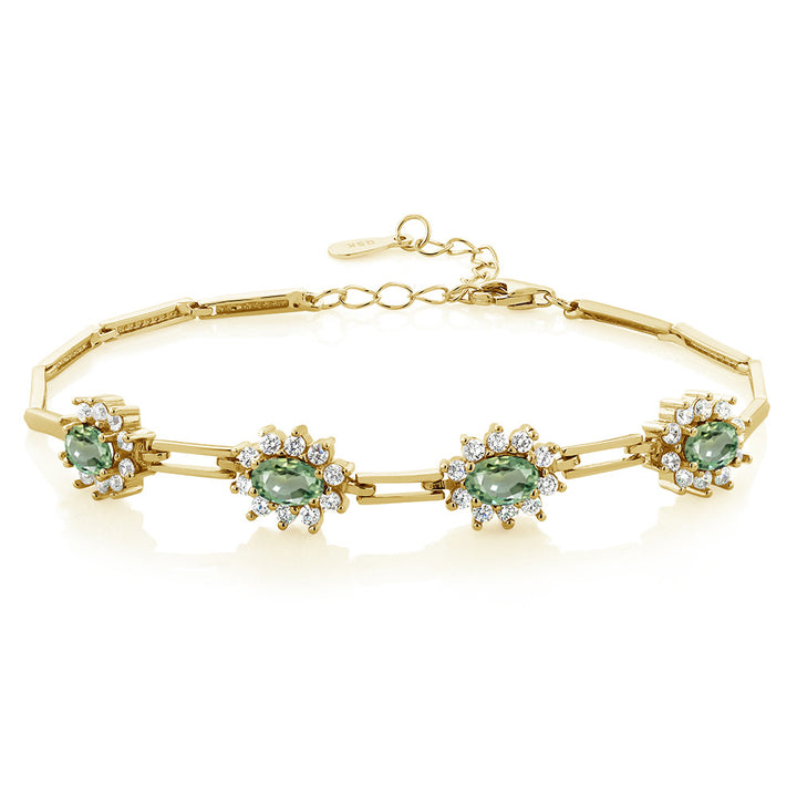 Green Sapphire - September_Bracelet in 925 Yellow Gold Plated Silver